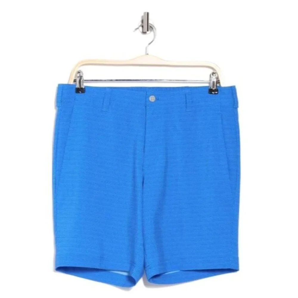 PGA Tour Mens Blue Tonal Print Pockets Golf UPF Sun Protection Shorts Sz 38 New